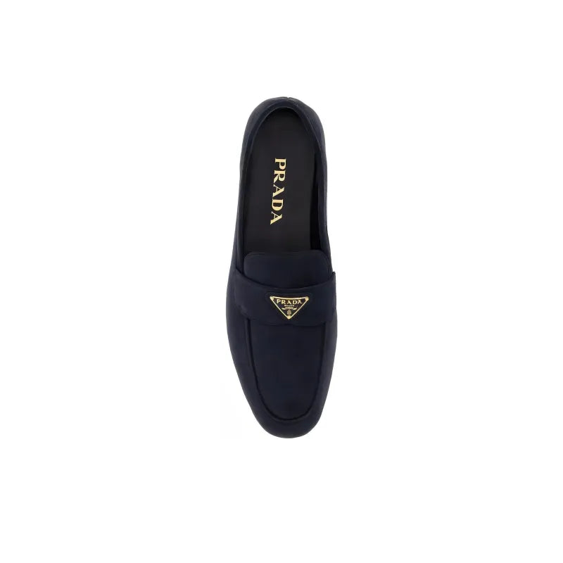 Prada - mocassins à plaque logo - Noir