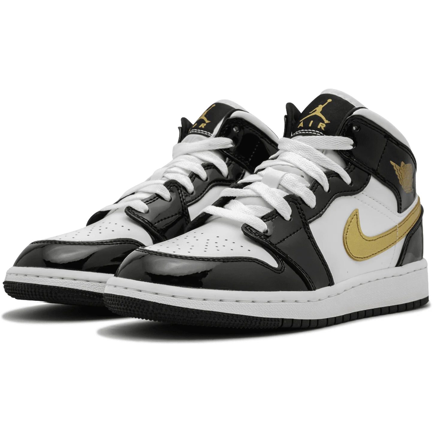 Air Jordan 1 Mid “Black Gold Patent Leather”