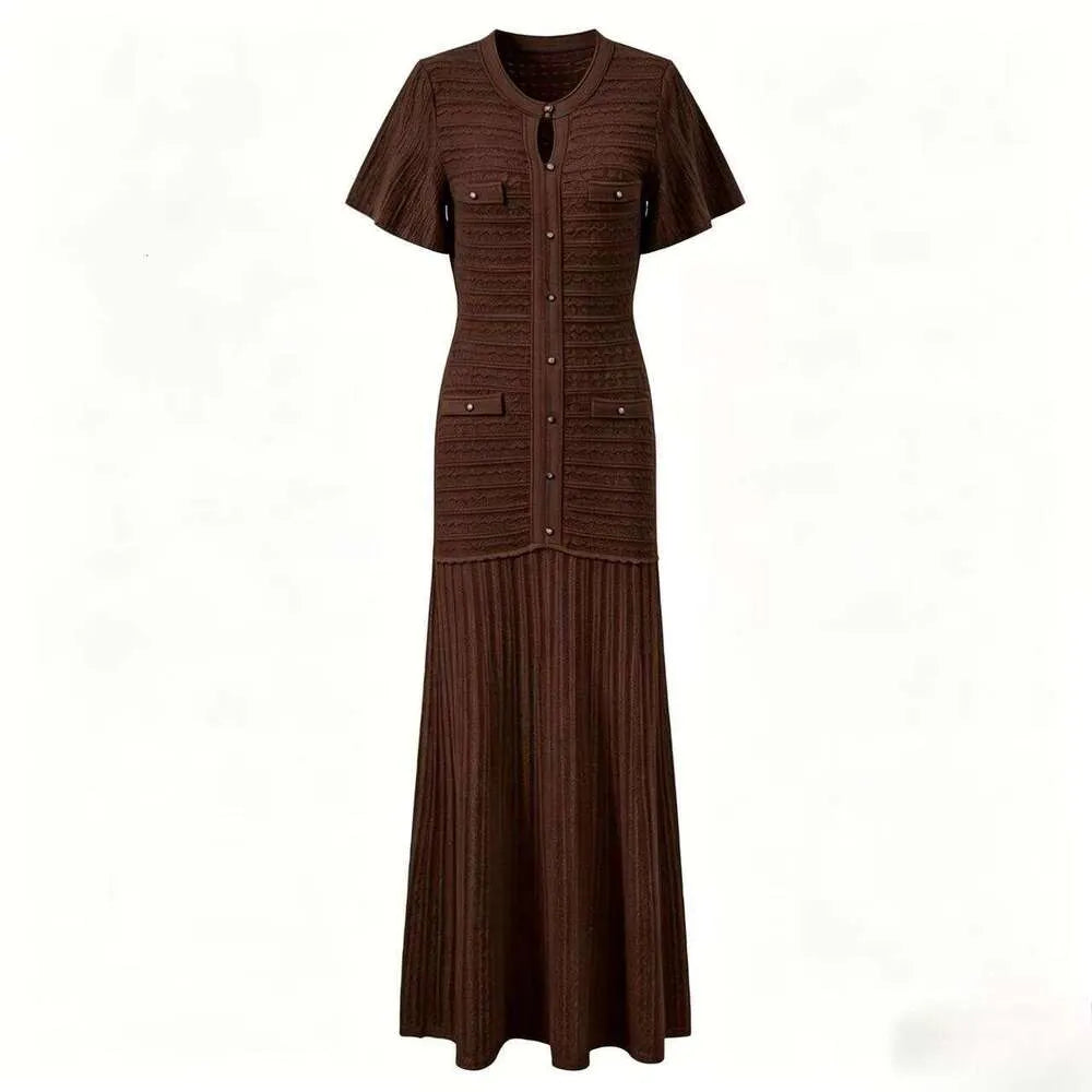 Robe Sandro - Longue Maille Strassée - Marron