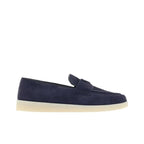 Prada - mocassins à plaque logo - Bleu