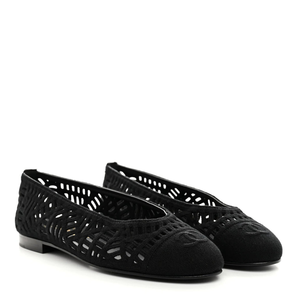 Ballerines Chanel - Coton brodé Noir