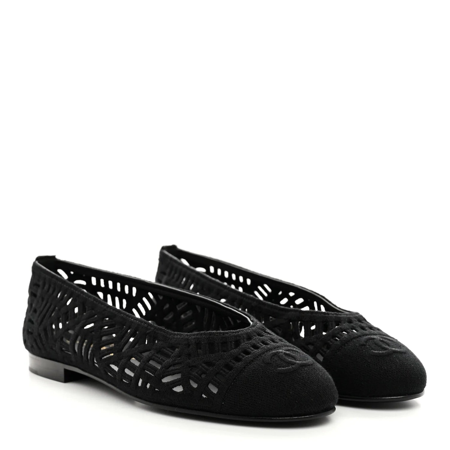 Ballerines Chanel - Coton brodé Noir
