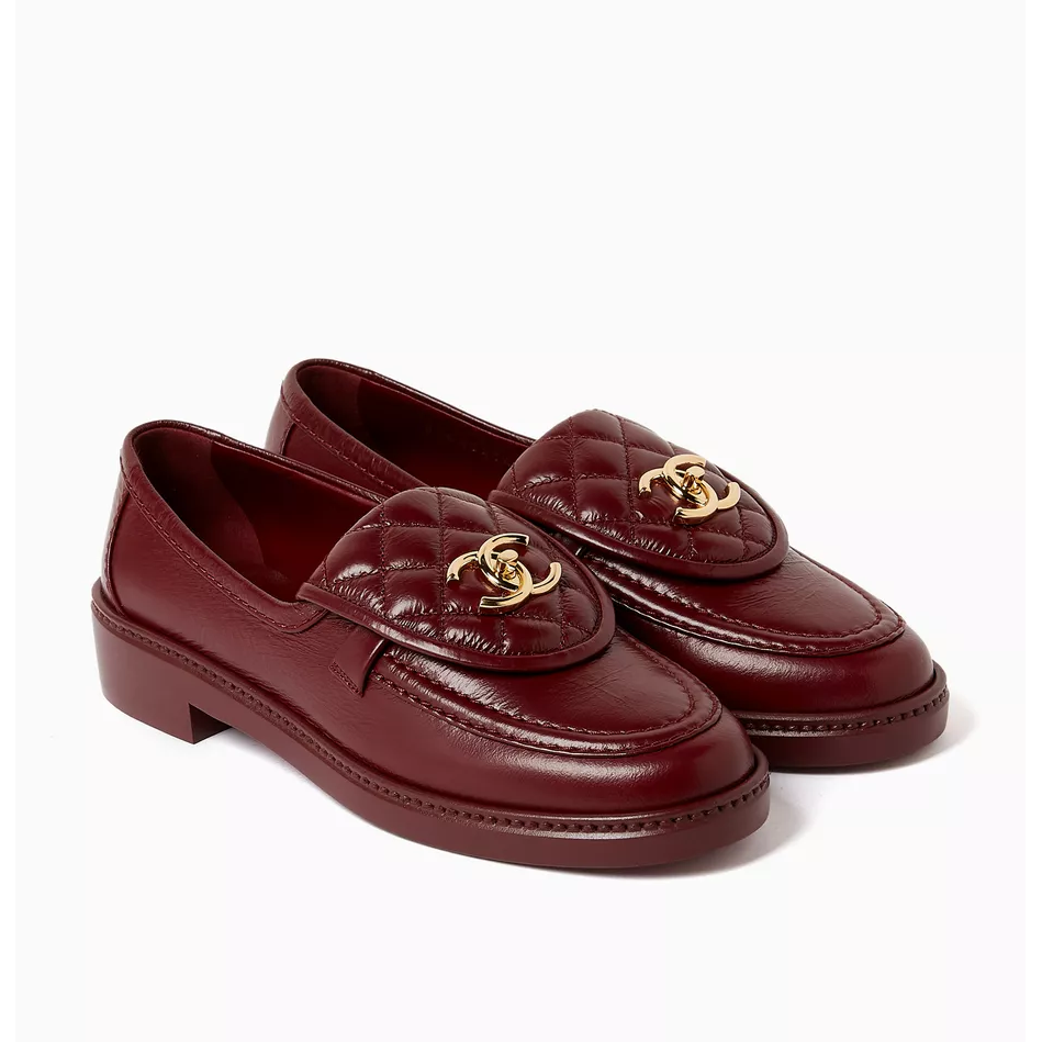 Mocassins Chanel - Turnlock - Cuir - Bordeaux