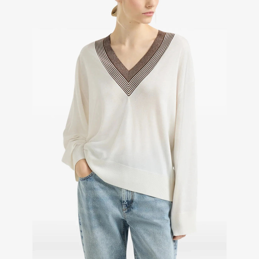 Pull Brunello Cucinelli - Rayé à col V