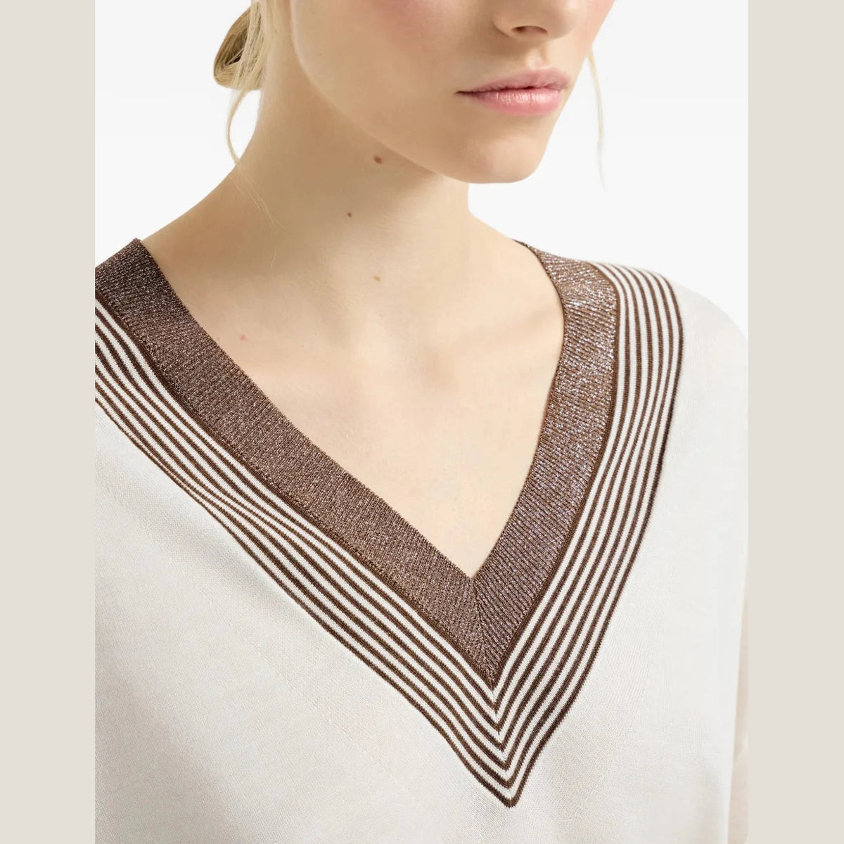 Pull Brunello Cucinelli - Rayé à col V