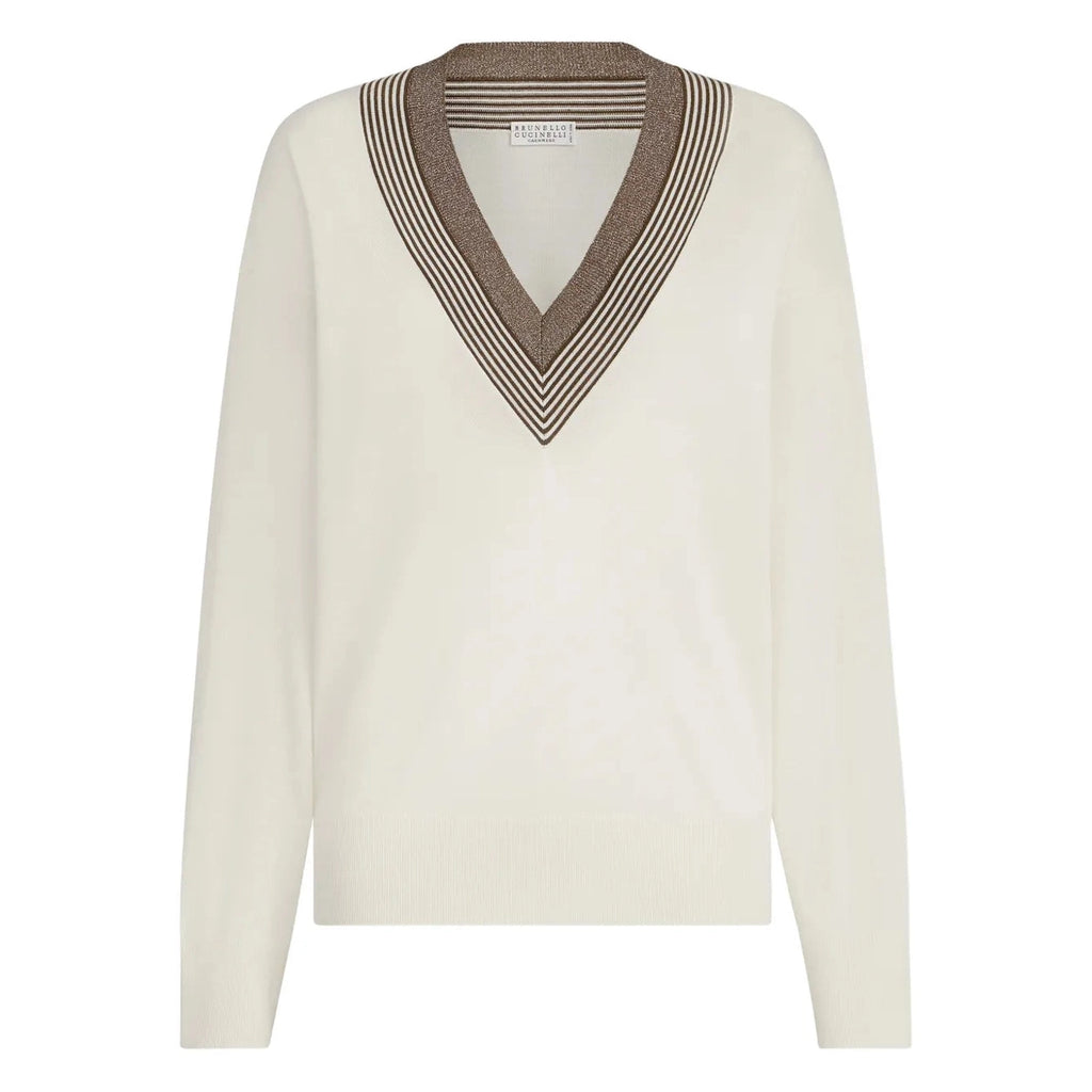 Pull Brunello Cucinelli - Rayé à col V