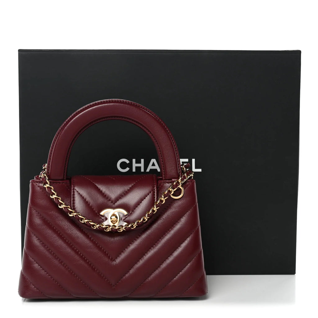 Sac Chanel - Mini Tote Bag Shiny Lamb - Bordeaux