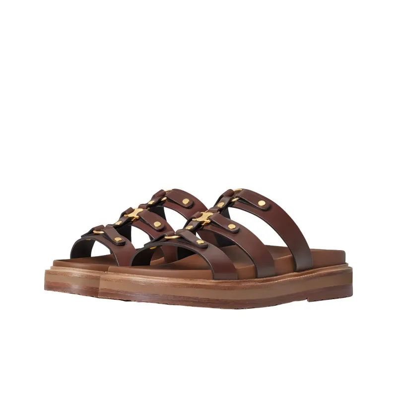 Sandales Celine - Tippi Slide In Calfskin - Marron