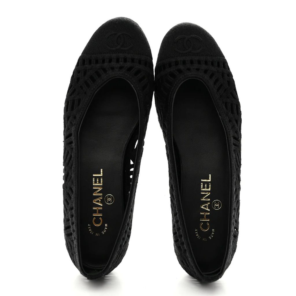 Ballerines Chanel - Coton brodé Noir