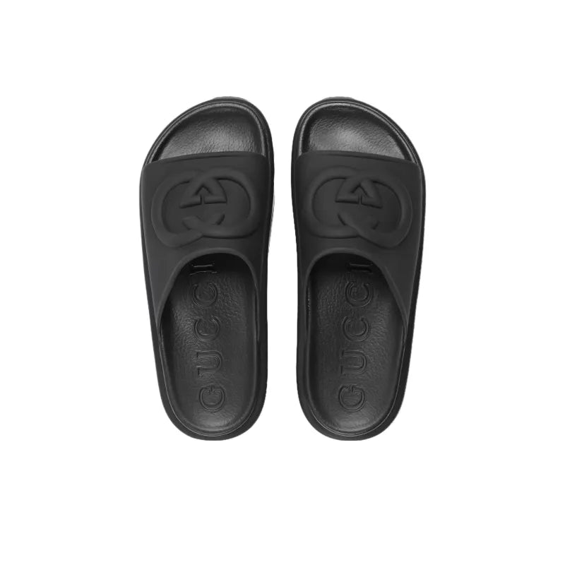 Claquettes Gucci - Interlocking G à plateforme - Noir