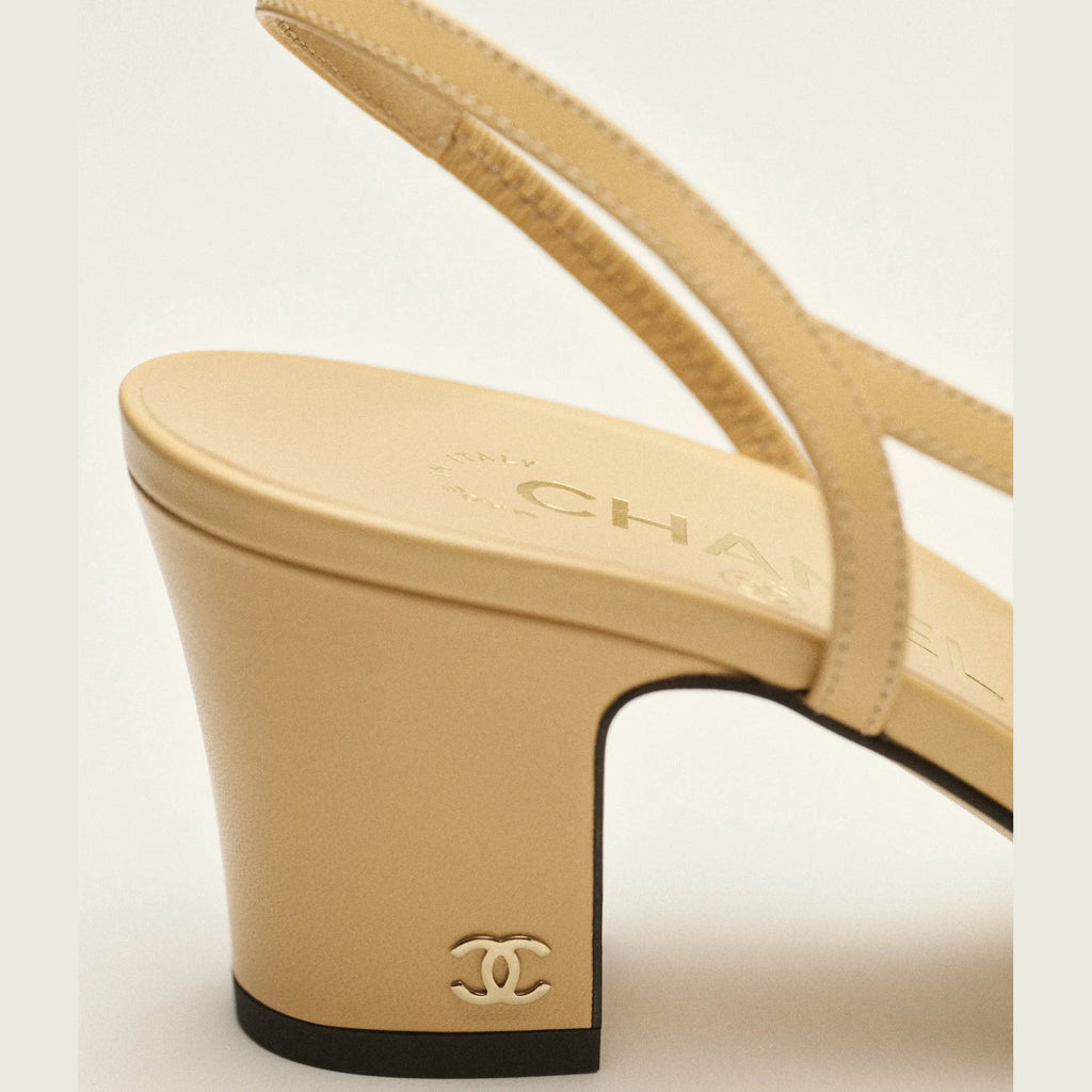 Escarpins Chanel - À Bride arrière - Beige / Noir