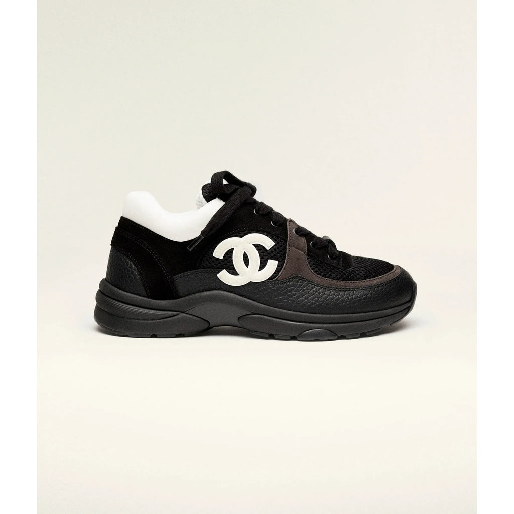 Espadrilles Chanel - Daim et Cuir Grainé - Noir / Blanc