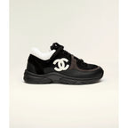 Espadrilles Chanel - Daim et Cuir Grainé - Noir / Blanc