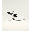 Espadrilles Chanel - Daim et Cuir Grainé - Blanc / Noir