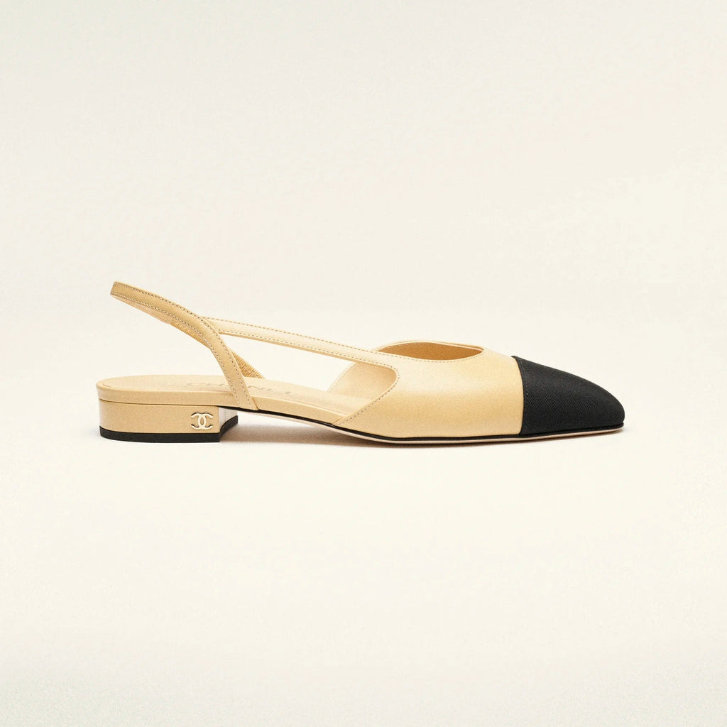 Sandales Chanel - À Bride arrière - Beige / Noir
