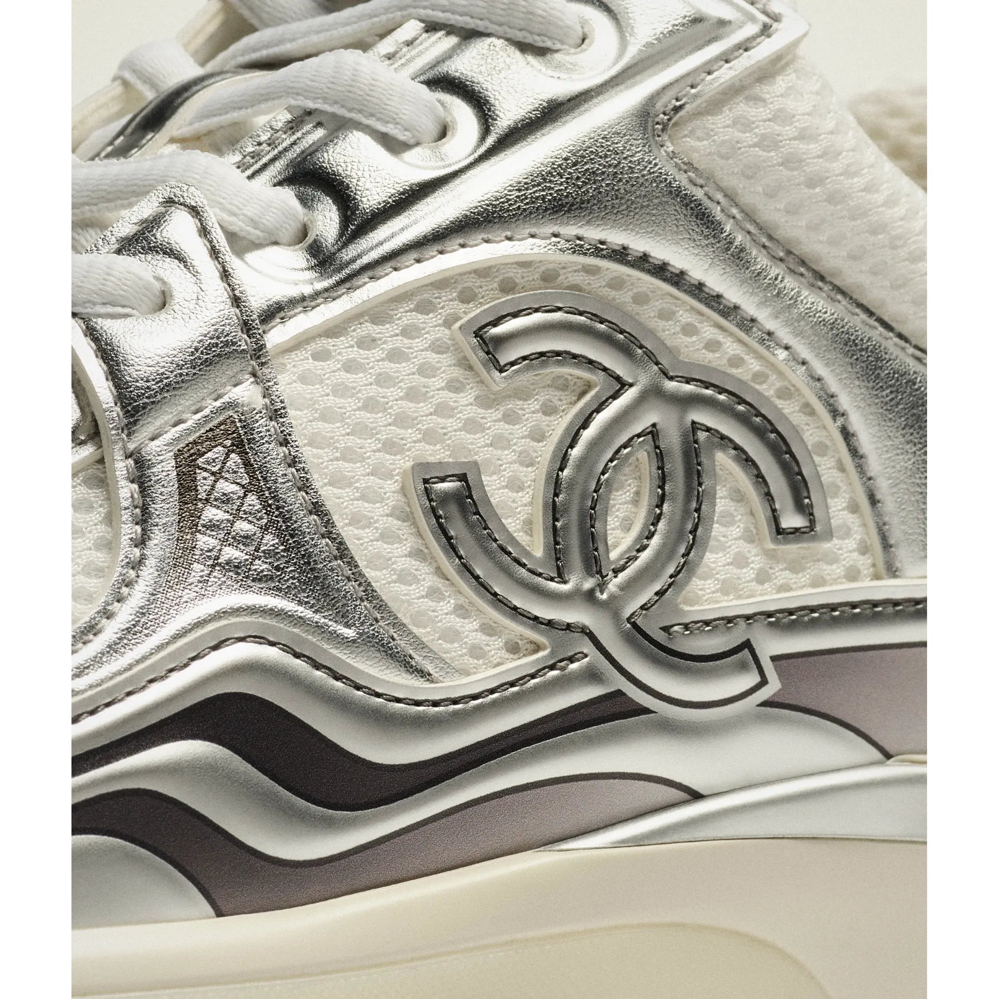 Espadrilles Chanel - Argent / Blanc