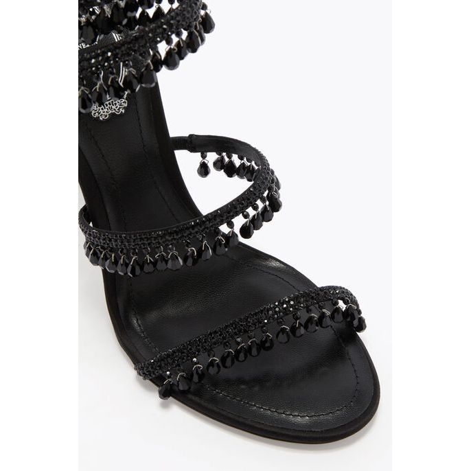 Talons René Caovilla - Orné de cristaux - Noir - 80mm