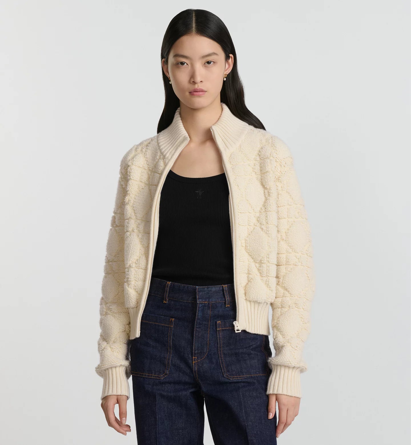 Cardigan Dior zippé Macrocannage - Beige