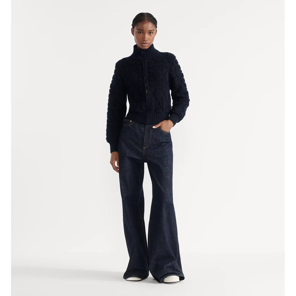 Cardigan Dior zippé Macrocannage - Bleu
