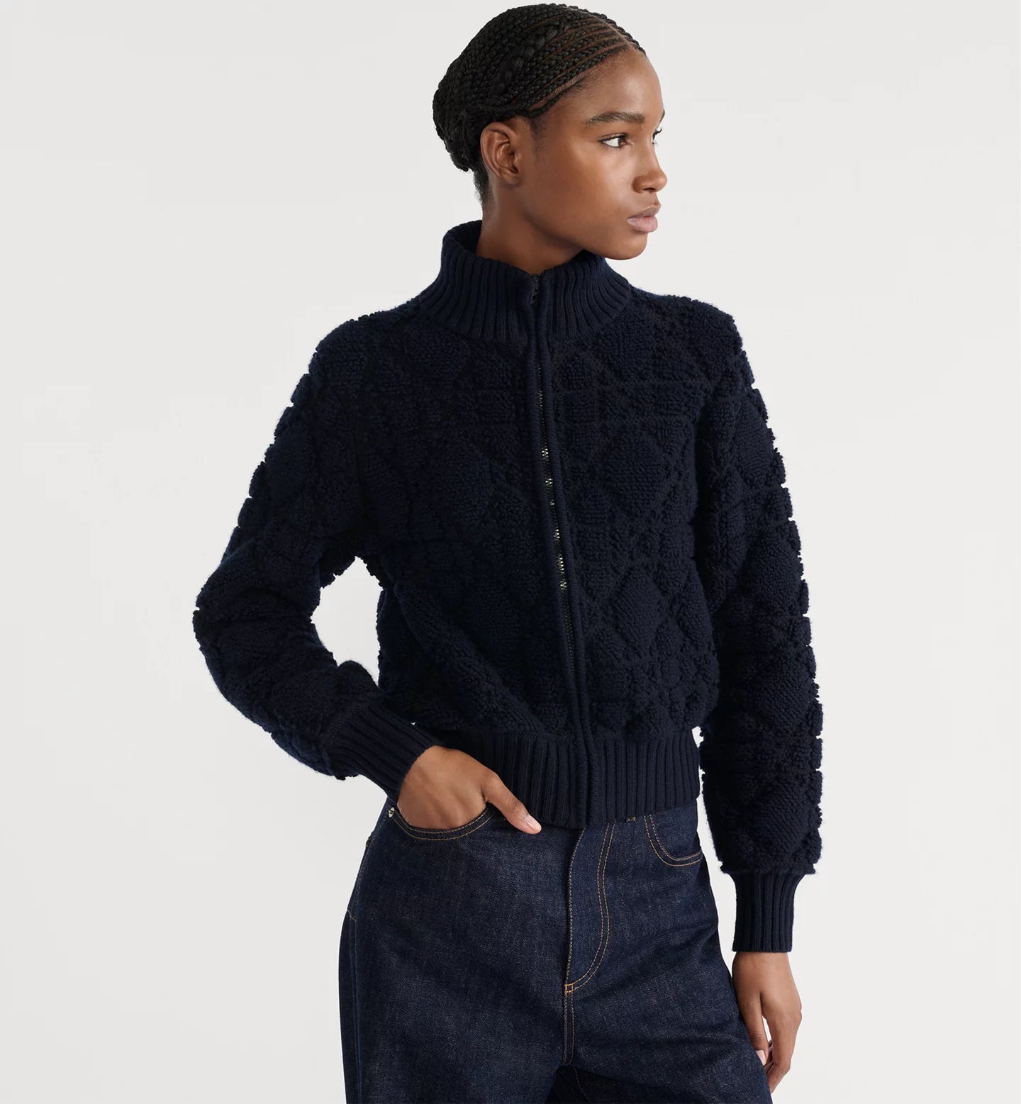 Cardigan Dior zippé Macrocannage - Bleu