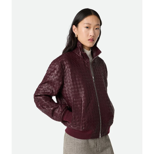 Blouson Bottega Veneta en cuir Intrecciato - Bordeaux