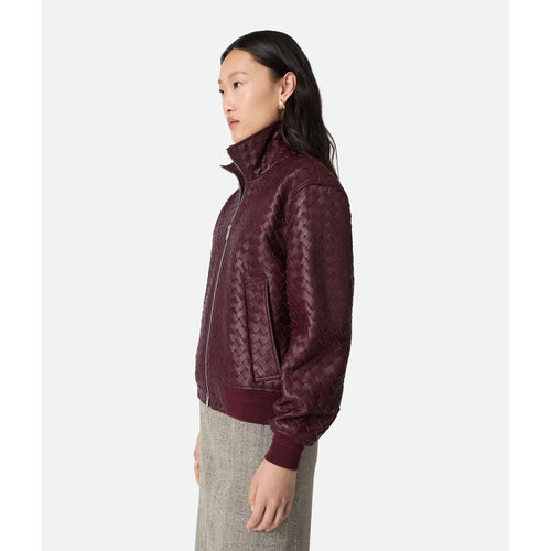 Blouson Bottega Veneta en cuir Intrecciato - Bordeaux