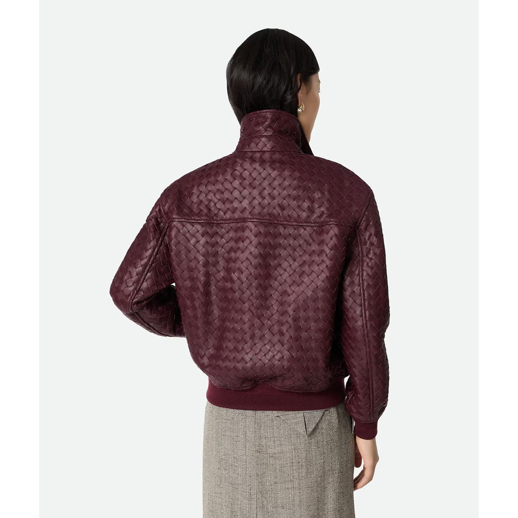 Blouson Bottega Veneta en cuir Intrecciato - Bordeaux
