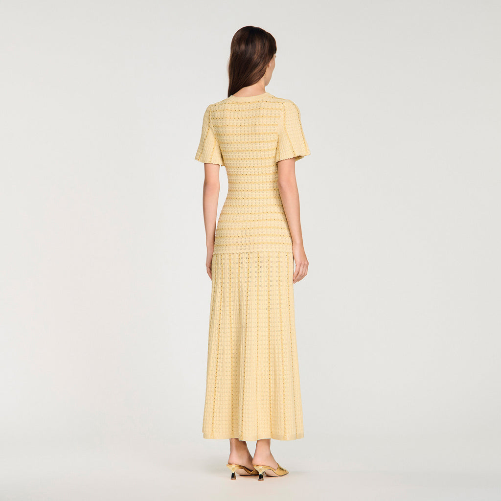 Robe Sandro - Longue Maille Strassée - Gold