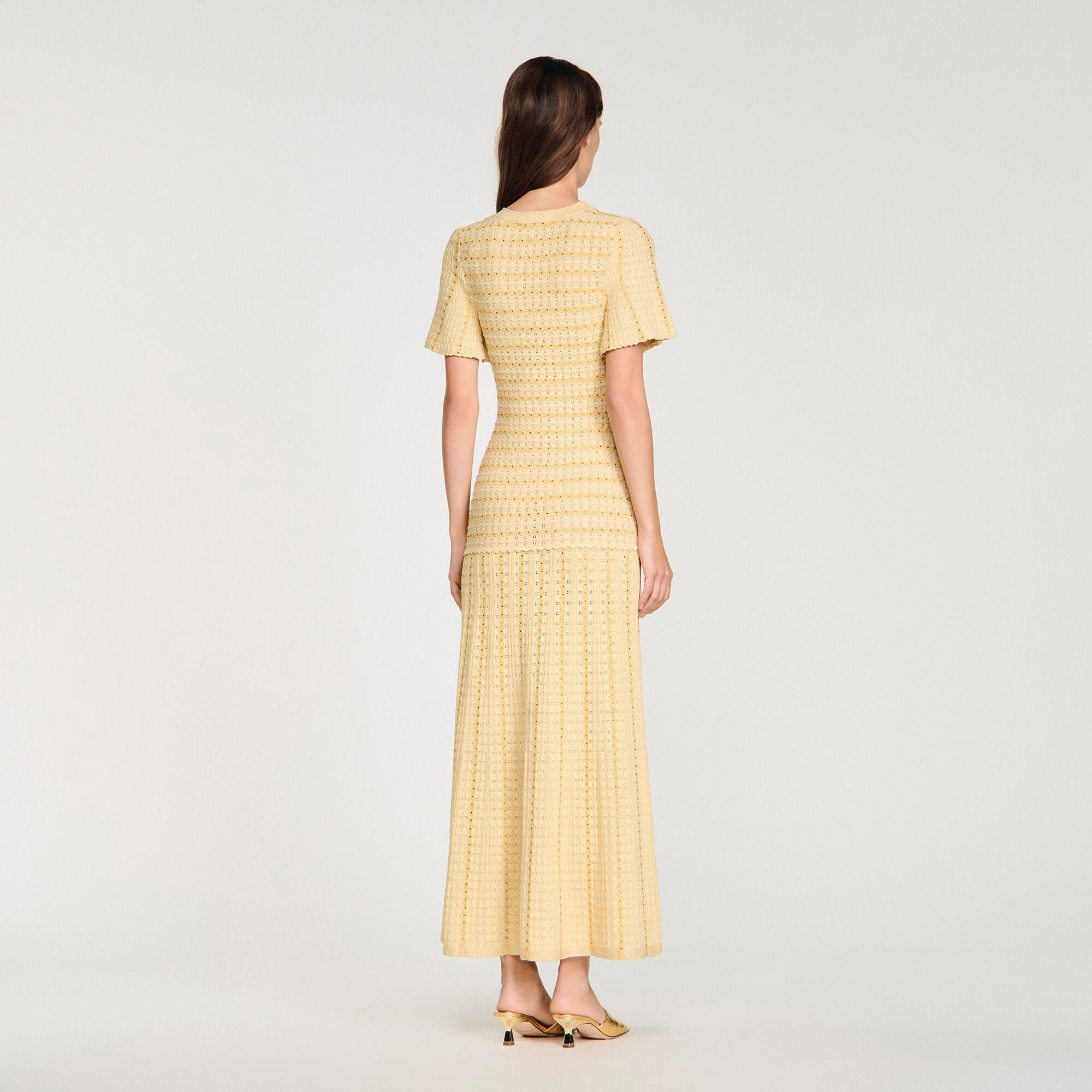 Robe Sandro - Longue Maille Strassée - Gold