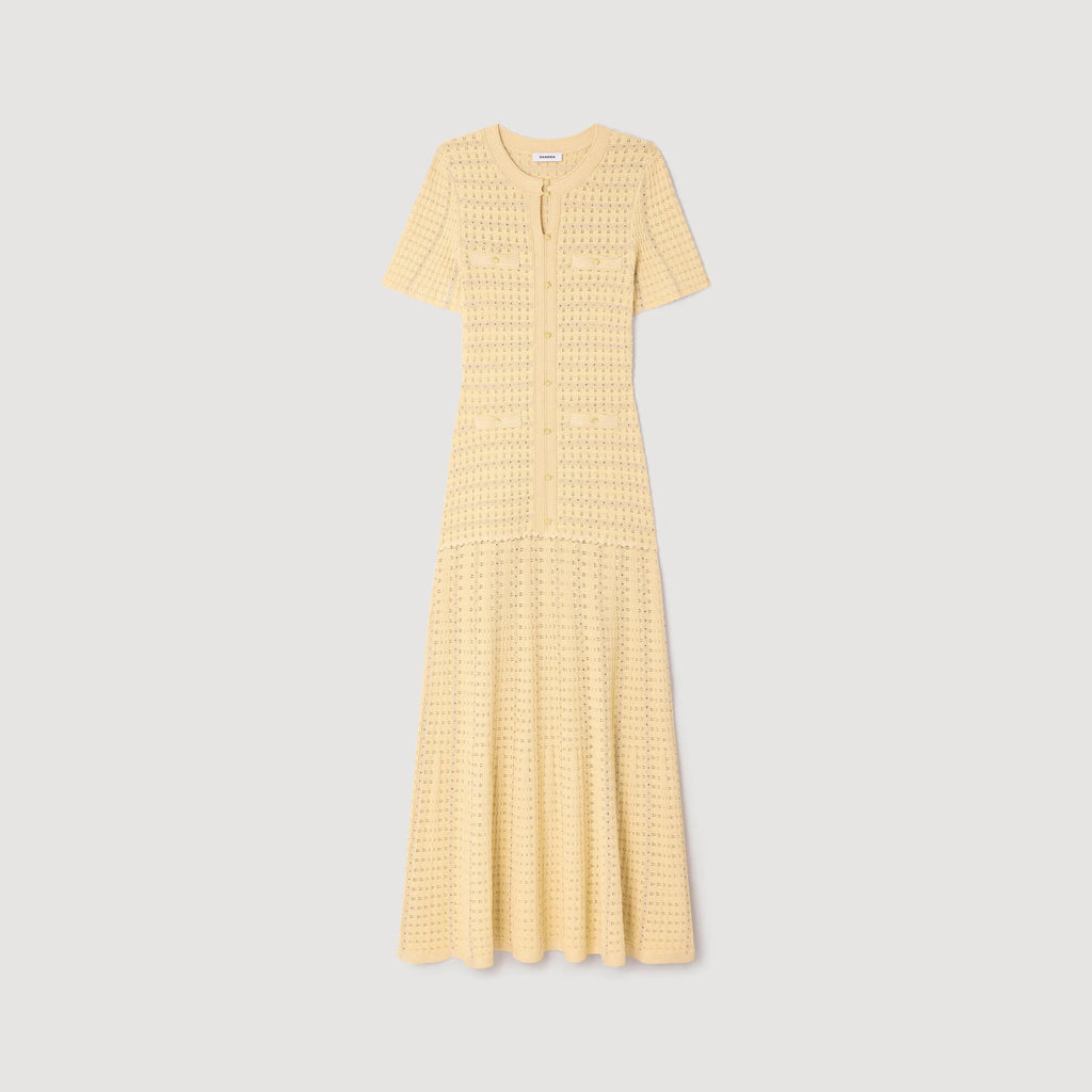Robe Sandro - Longue Maille Strassée - Gold
