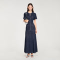 Robe Sandro - Longue Maille Strassée - Bleu Marine