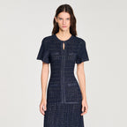 Robe Sandro - Longue Maille Strassée - Bleu Marine