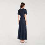 Robe Sandro - Longue Maille Strassée - Bleu Marine