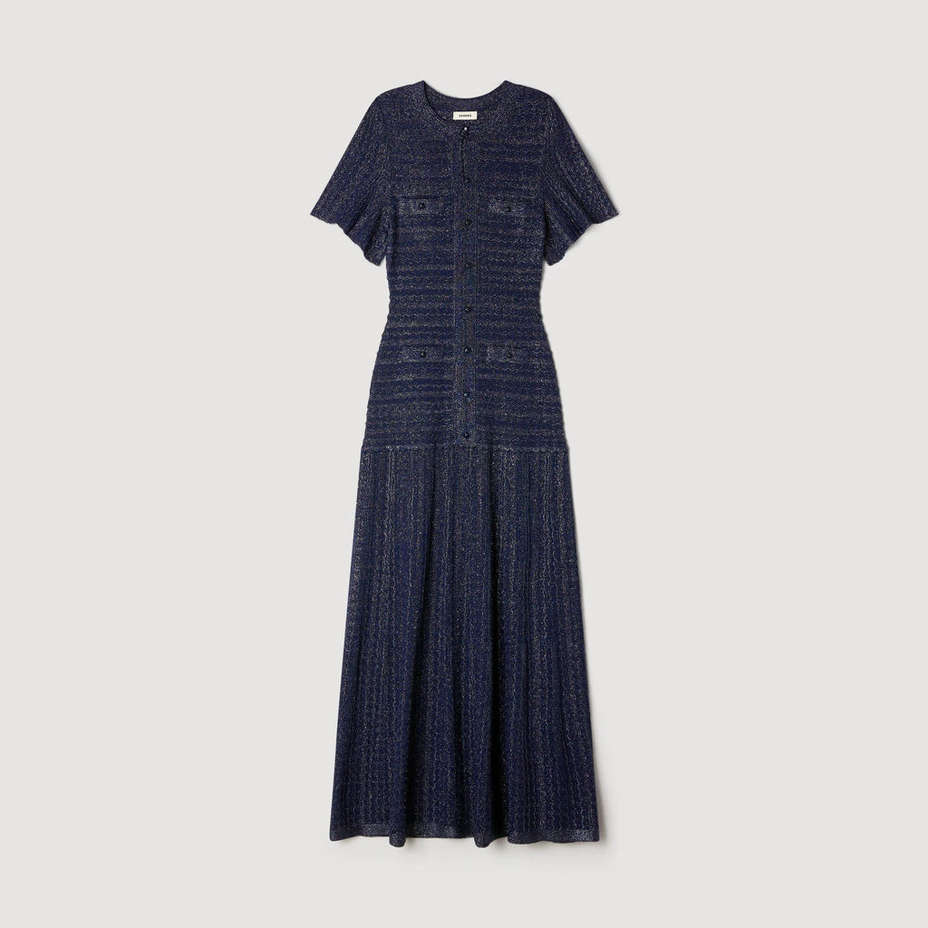 Robe Sandro - Longue Maille Strassée - Bleu Marine