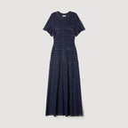 Robe Sandro - Longue Maille Strassée - Bleu Marine