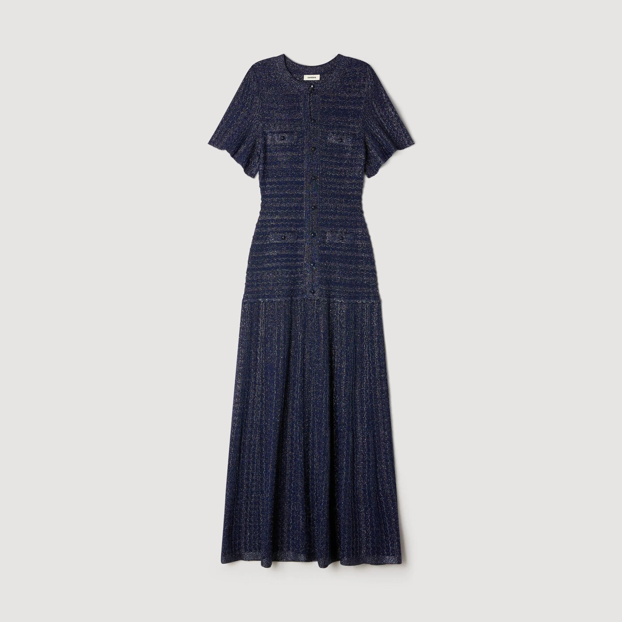 Robe Sandro - Longue Maille Strassée - Bleu Marine