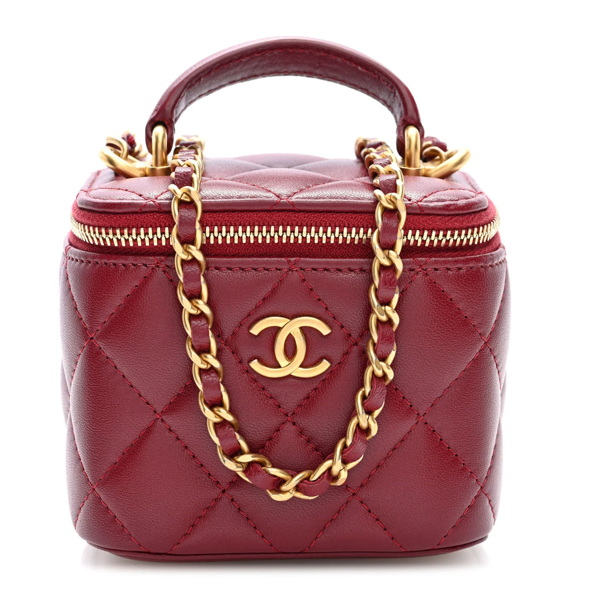 Sac Chanel Vanity Case Petit Agneau - Rouge