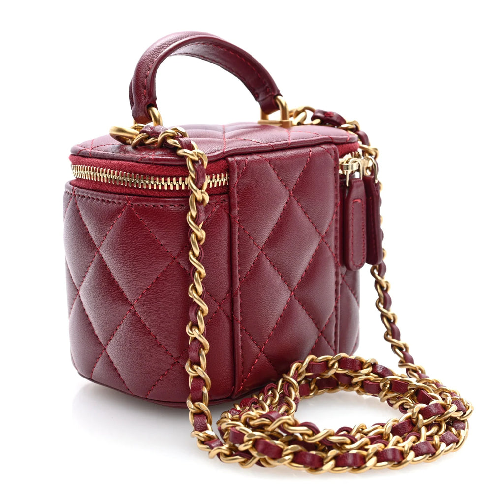 Sac Chanel Vanity Case Petit Agneau - Rouge