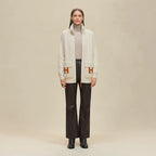 Blouson Hermès détails cuir - Blanc Naturel