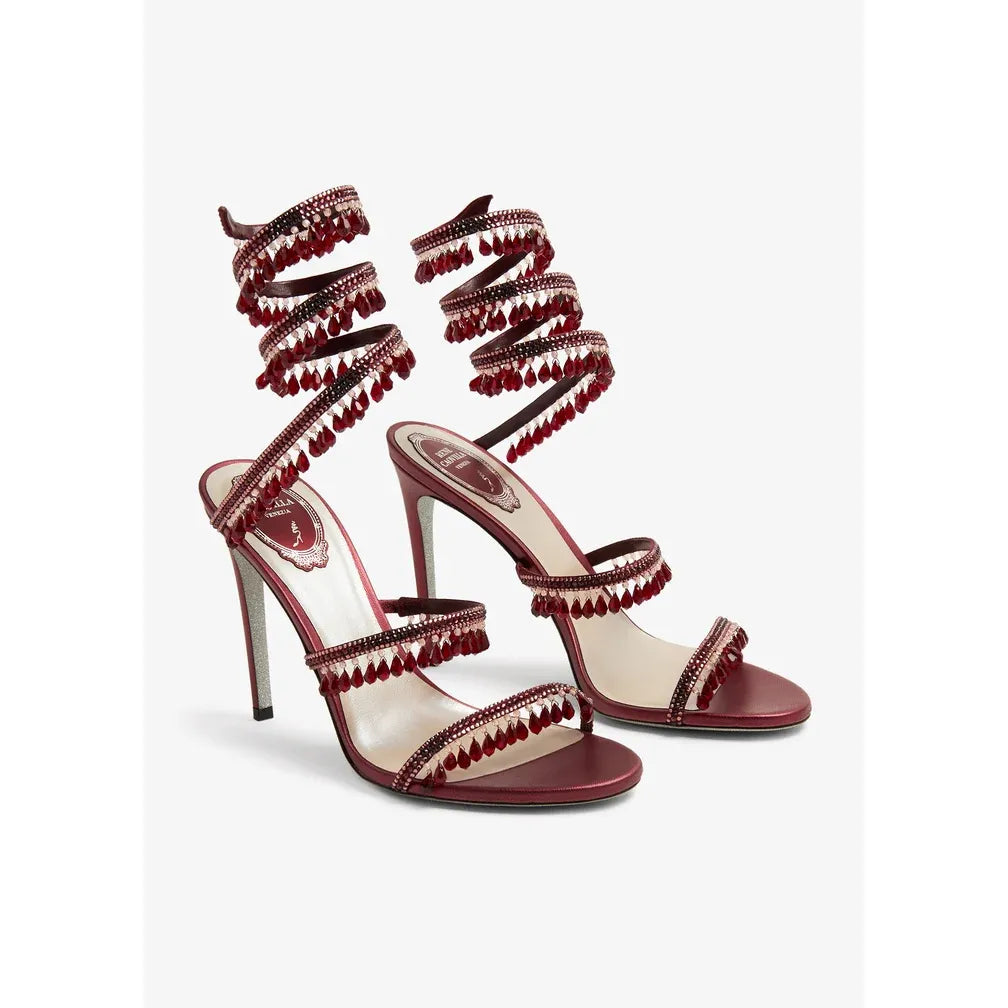 Talons René Caovilla - Orné de cristaux - Rouge - 105mm