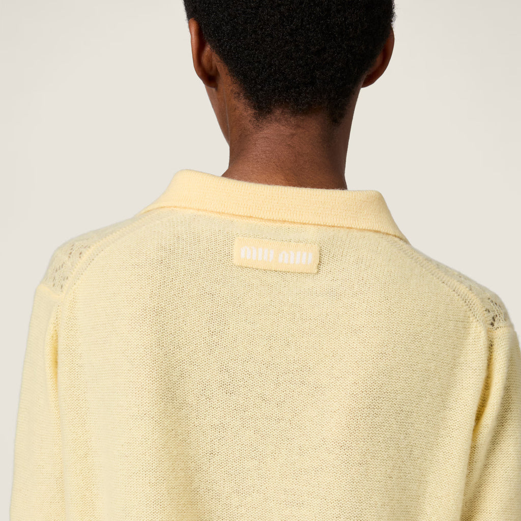 Polo Miu Miu - Cachemire effet dentelle - Crème