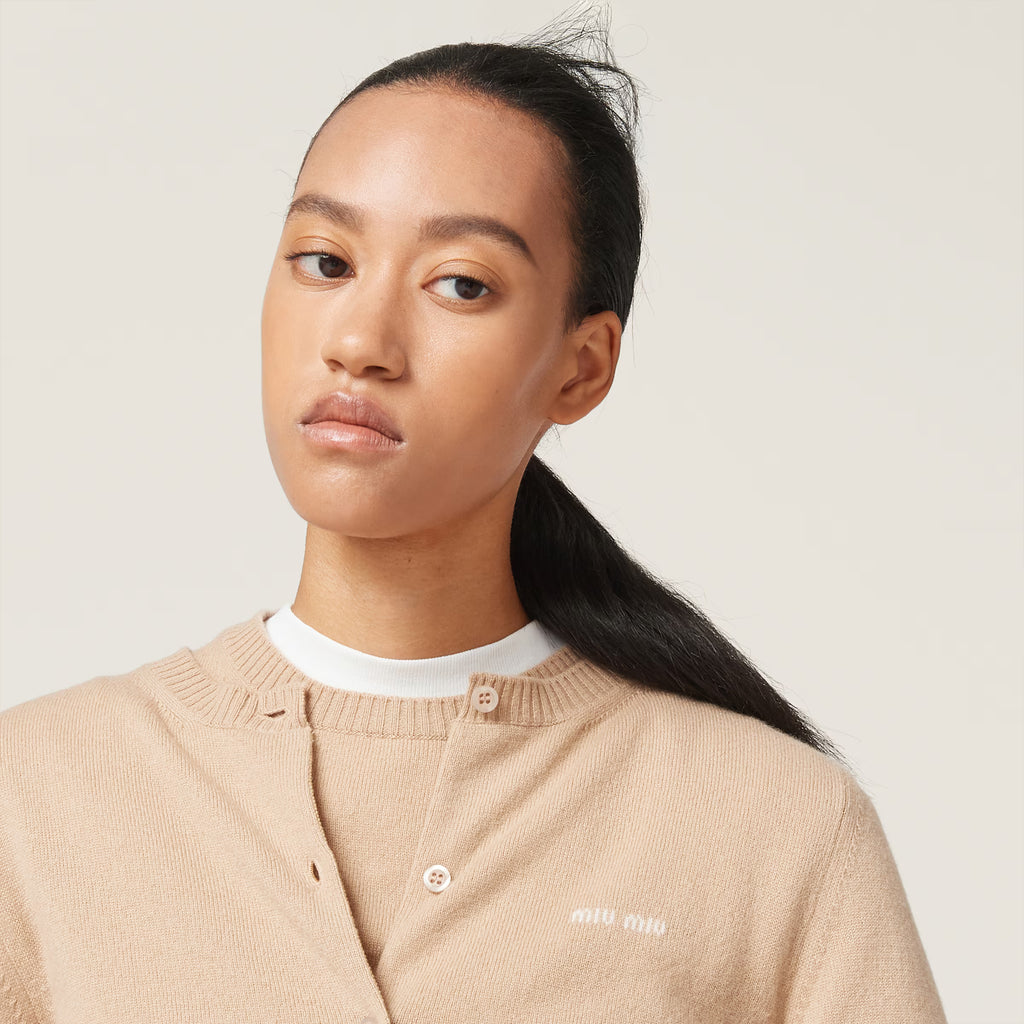 Cardigan Miu Miu Knit Cashmere - Beige