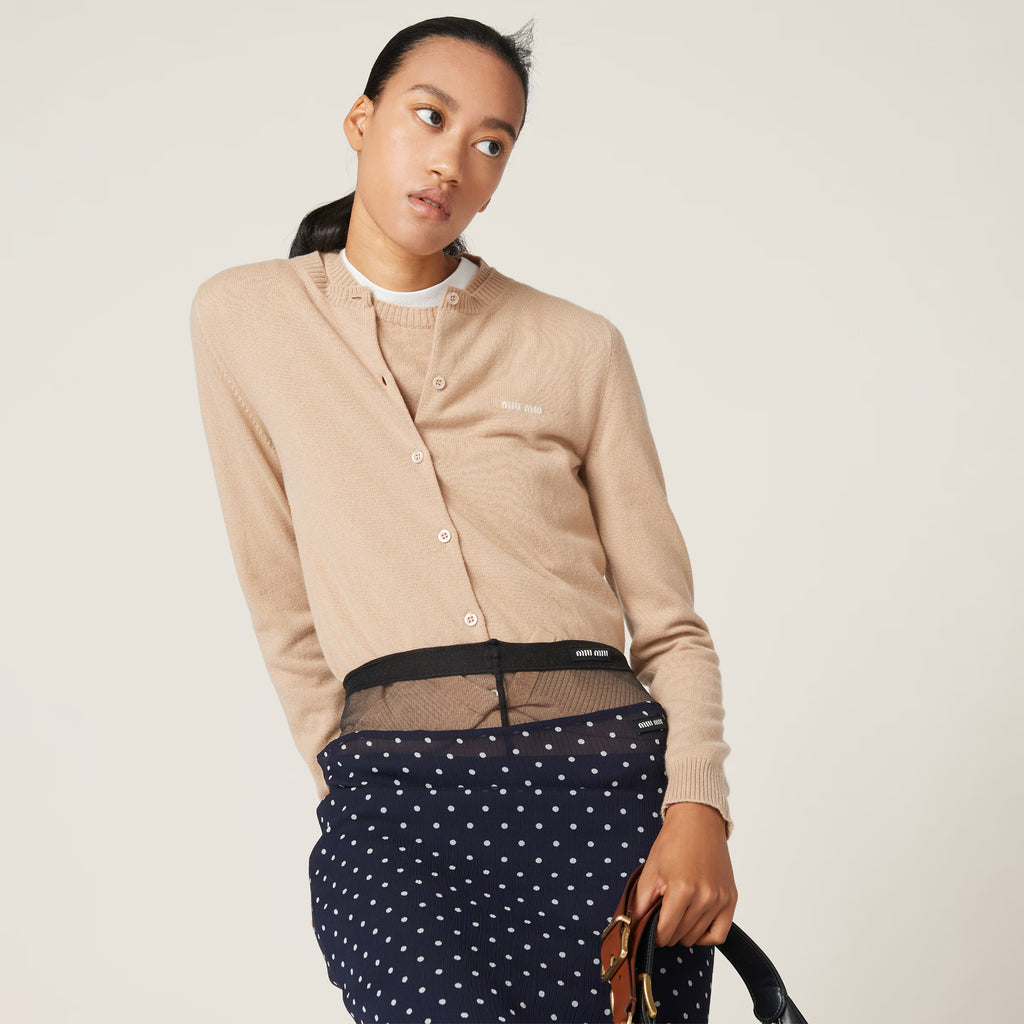 Cardigan Miu Miu Knit Cashmere - Beige