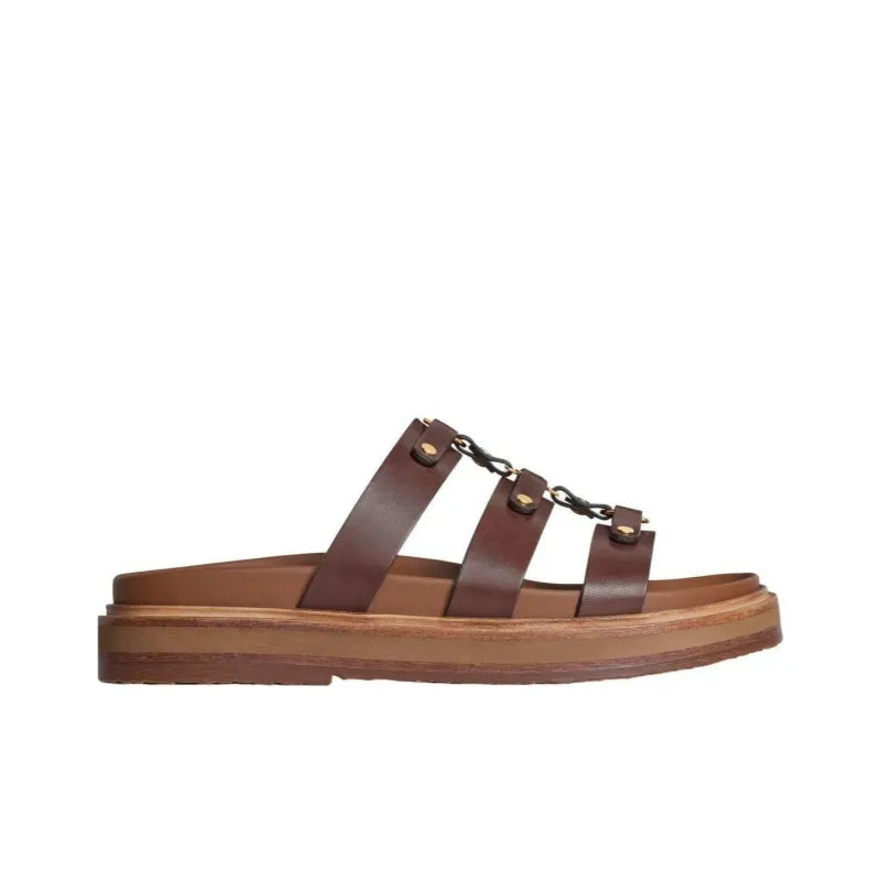 Sandales Celine - Tippi Slide In Calfskin - Marron