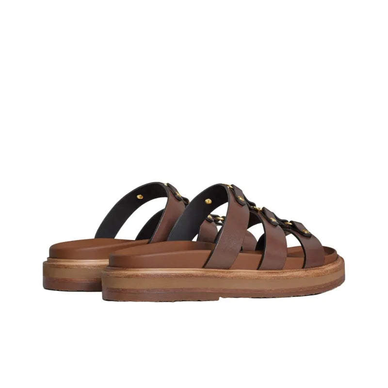 Sandales Celine - Tippi Slide In Calfskin - Marron