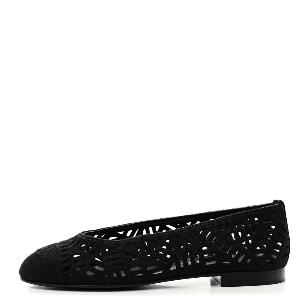 Ballerines Chanel - Coton brodé Noir