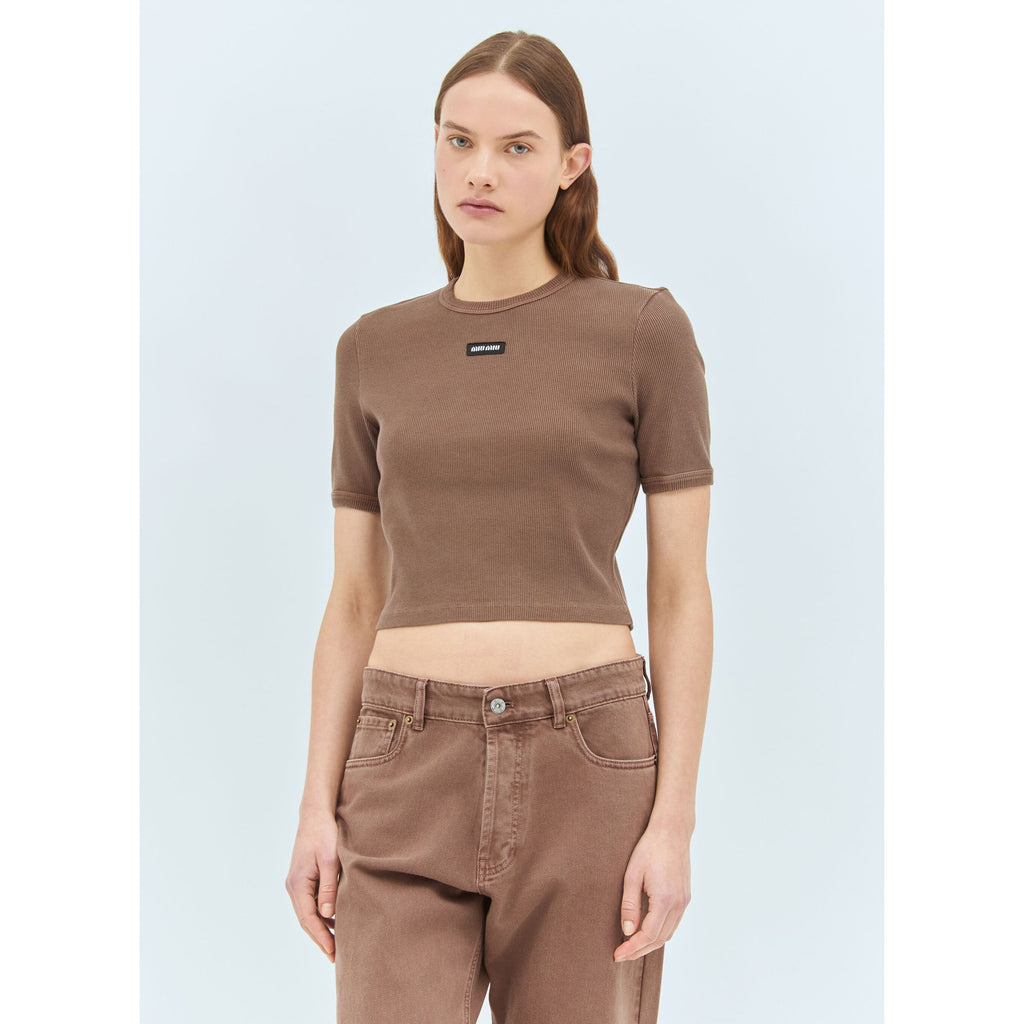 T-Shirt Miu Miu - Coton - Marron