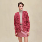 Cardigan Hermès léger à manches longues - Rose