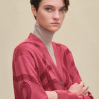 Cardigan Hermès léger à manches longues - Rose