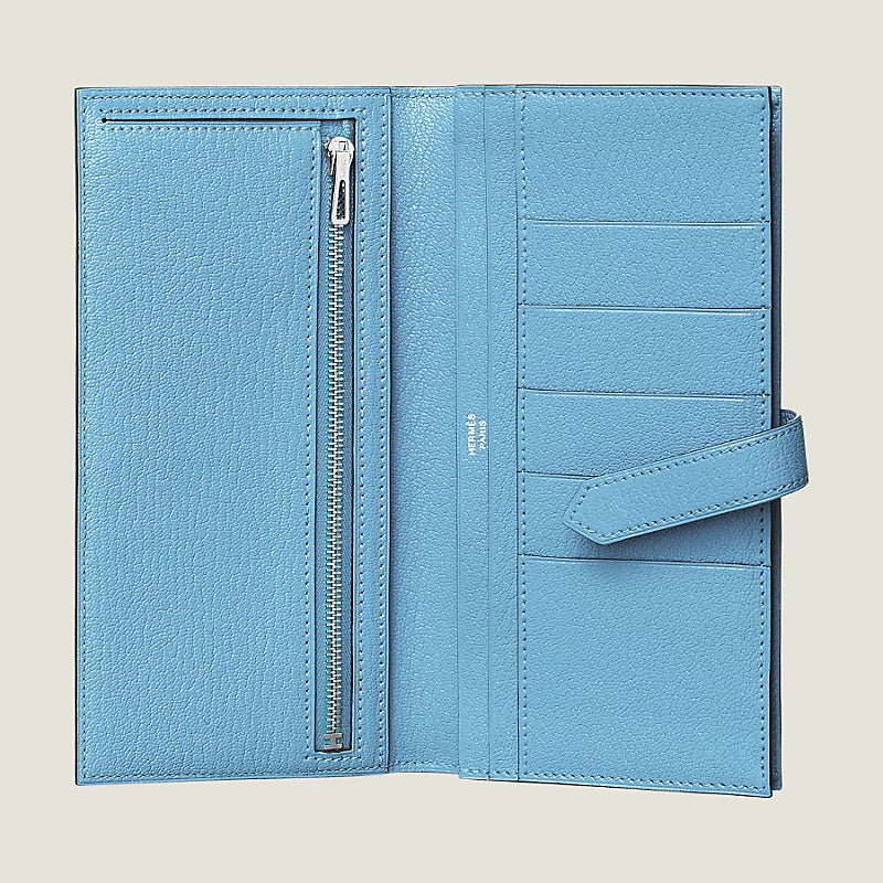 Portefeuille Hermès Béarn Soufflet - Bleu